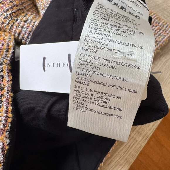 Anthropologie Maeve The Colette Cropped Wide Leg Pants Tweed Orange 34 - Picture 4 of 14